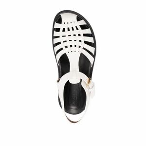 Marni White Leather Woven Ankle-Strap Sandal with Black Insole